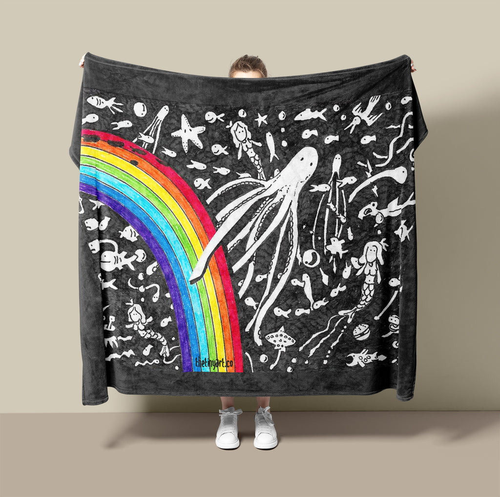 Mermaids and Rainbows Fleece Blanket