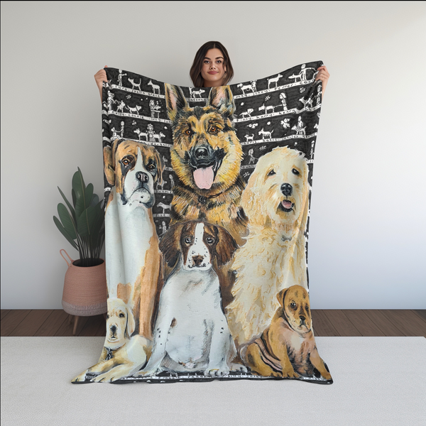 Dogs Fleece Blanket - The Tiny Art Co