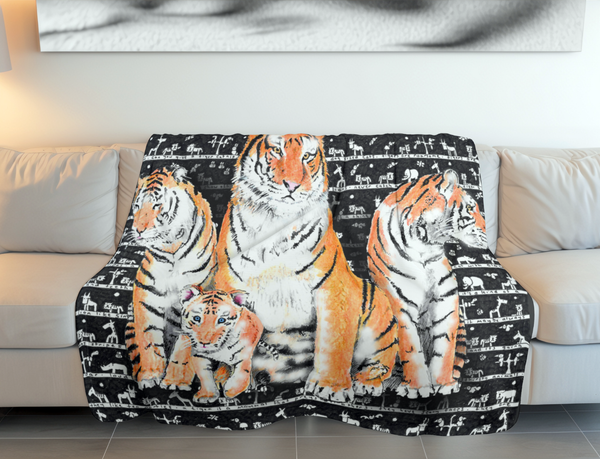 Tiger Fleece Blanket NEW design - The Tiny Art Co