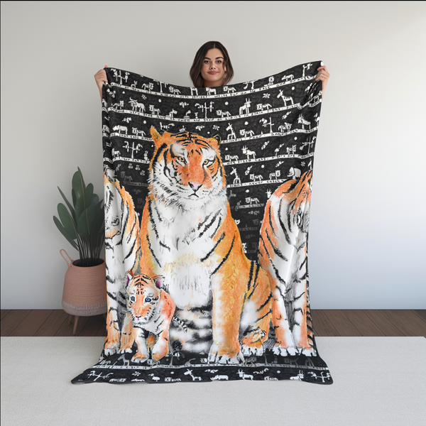 Tiger Fleece Blanket NEW design - The Tiny Art Co