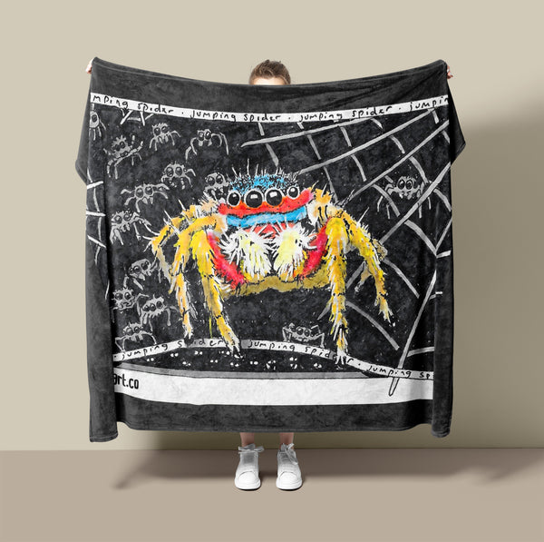 Jumping Spider Fleece Blanket
