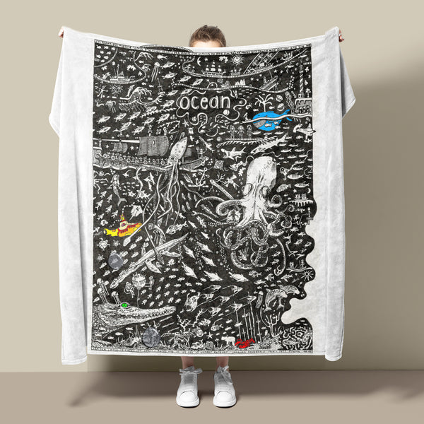 Ocean Fleece Blanket - The Tiny Art Co