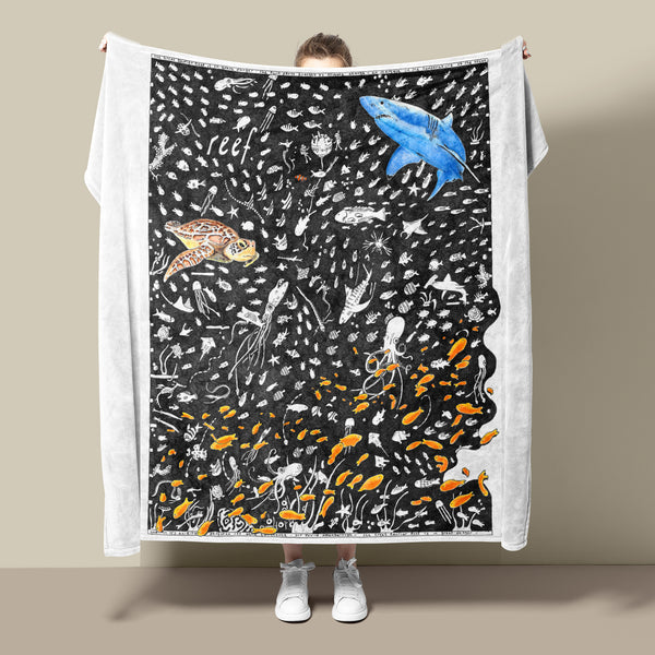Coral Reef Fleece Blanket - The Tiny Art Co