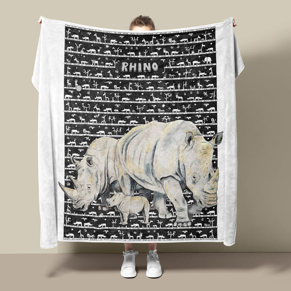 Rhino Fleece Blanket - The Tiny Art Co