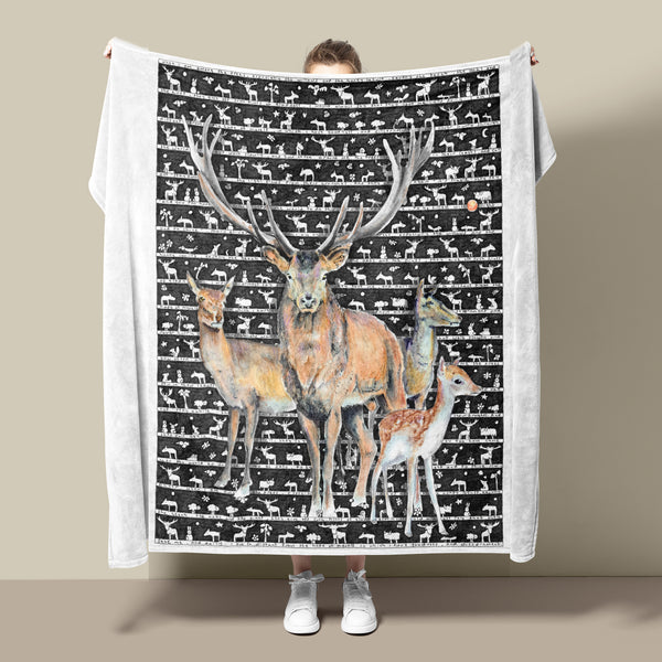 Stag Fleece Blanket - The Tiny Art Co