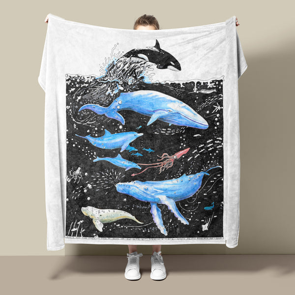 Whale Fleece Blanket - The Tiny Art Co