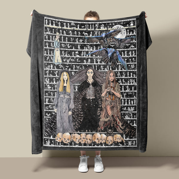 Witch Fleece Blanket - Grey