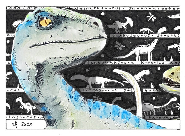 Dinosaur 2 Raptor ACEO Print - The Tiny Art Co