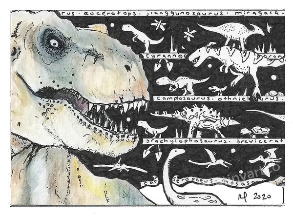Dinosaur 3 T-Rex ACEO Print - The Tiny Art Co