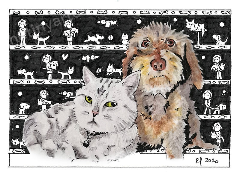 Dog and Cat ACEO Print - The Tiny Art Co