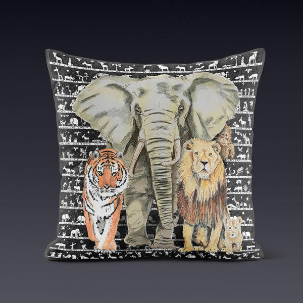 Elephant Tiger Lion Cushion