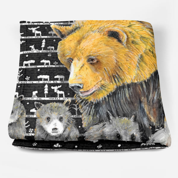 Grizzly Bear Fleece Blanket - The Tiny Art Co