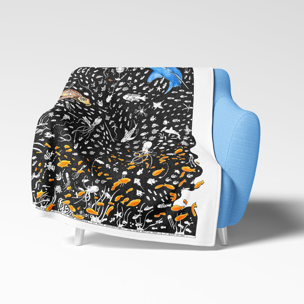 Coral Reef Fleece Blanket - The Tiny Art Co