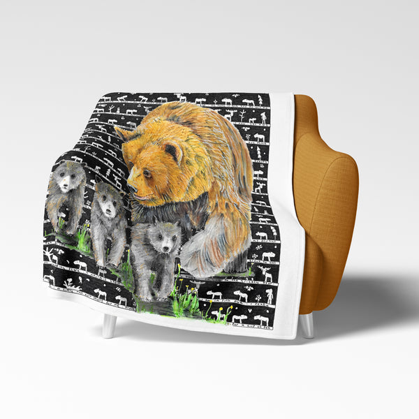 Grizzly Bear Fleece Blanket - The Tiny Art Co