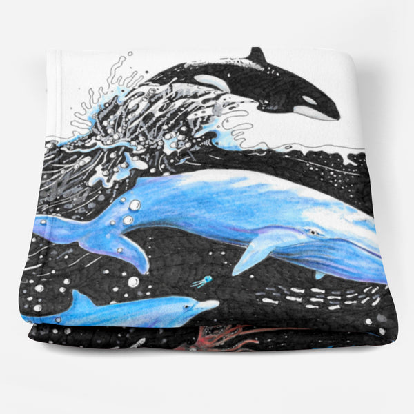 Whale Fleece Blanket - The Tiny Art Co